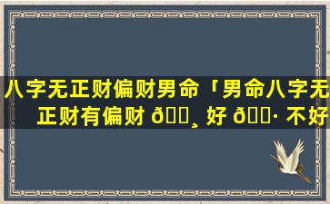 八字无正财偏财男命「男命八字无正财有偏财 🕸 好 🕷 不好,命运怎么样」